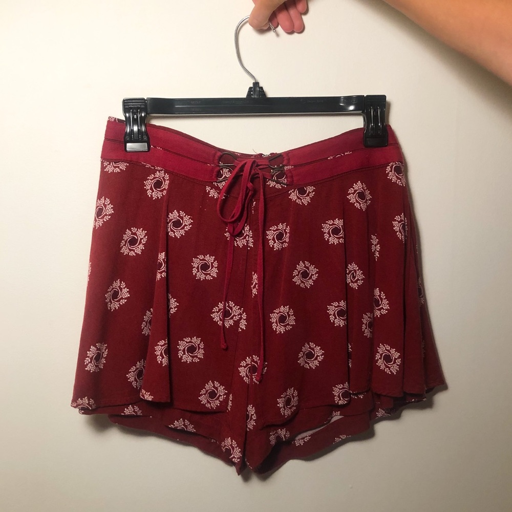 Red/maroon Tie up Free People Skort